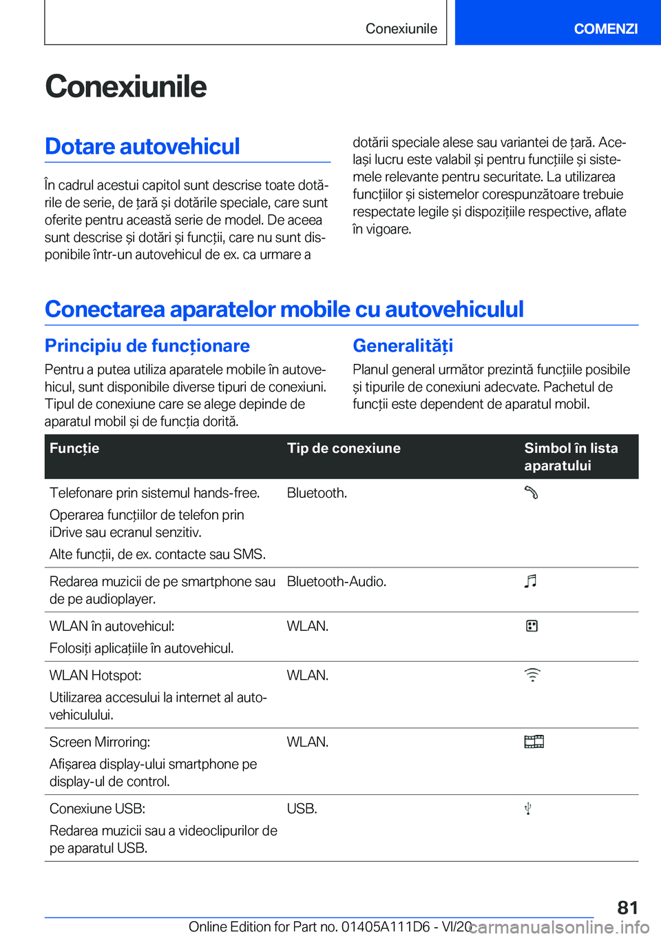 BMW 3 SERIES SEDAN PLUG-IN HYBRID 2021  Ghiduri De Utilizare (in Romanian) �C�o�n�e�x�i�u�n�i�l�e�D�o�t�a�r�e��a�u�t�o�v�e�h�i�c�u�l
�