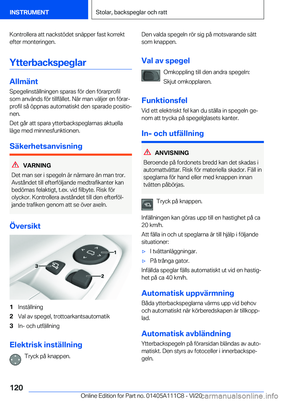 BMW 3 SERIES SEDAN PLUG-IN HYBRID 2021  InstruktionsbÖcker (in Swedish) �K�o�n�t�r�o�l�l�e�r�a��a�t�t��n�a�c�k�s�t�
