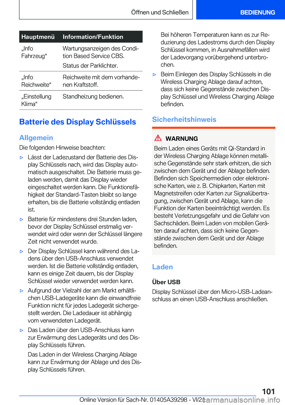 BMW 4 SERIES 2022  Betriebsanleitungen (in German) �H�a�u�p�t�m�e�n�