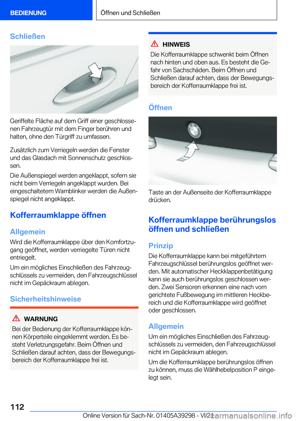 BMW 4 SERIES 2022  Betriebsanleitungen (in German) �S�c�h�l�i�e�