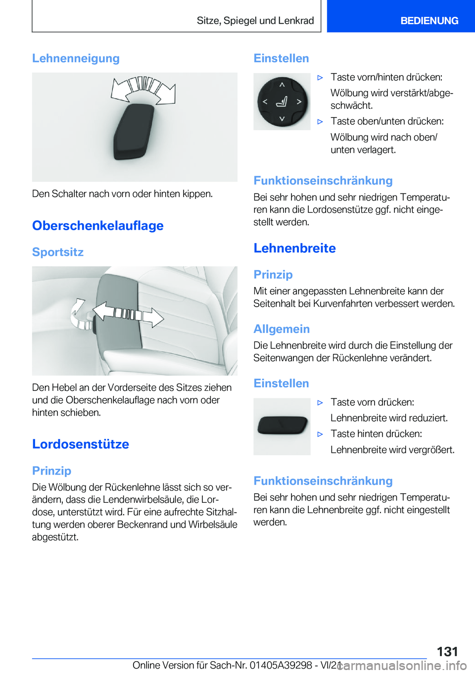 BMW 4 SERIES 2022  Betriebsanleitungen (in German) �L�e�h�n�e�n�n�e�i�g�u�n�g
�D�e�n��S�c�h�a�l�t�e�r��n�a�c�h��v�o�r�n��o�d�e�r��h�i�n�t�e�n��k�i�p�p�e�n�.�O�b�e�r�s�c�h�e�n�k�e�l�a�u�f�l�a�g�e
�S�p�o�r�t�s�i�t�z
�D�e�n��H�e�b�e�l��a�n��d�e�