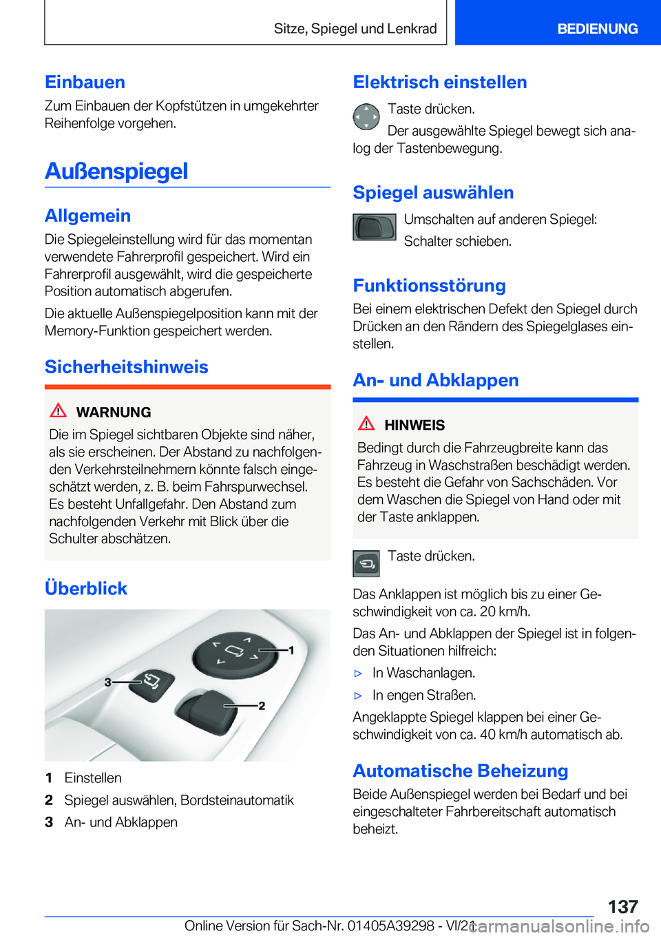 BMW 4 SERIES 2022  Betriebsanleitungen (in German) �E�i�n�b�a�u�e�n�Z�u�m��E�i�n�b�a�u�e�n��d�e�r��K�o�p�f�s�t�