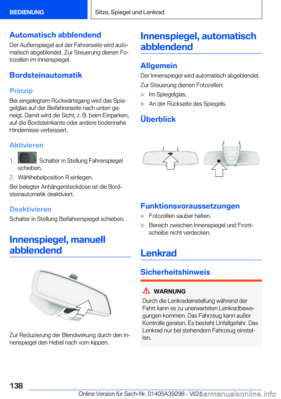 BMW 4 SERIES 2022  Betriebsanleitungen (in German) �A�u�t�o�m�a�t�i�s�c�h��a�b�b�l�e�n�d�e�n�d�D�e�r��A�u�