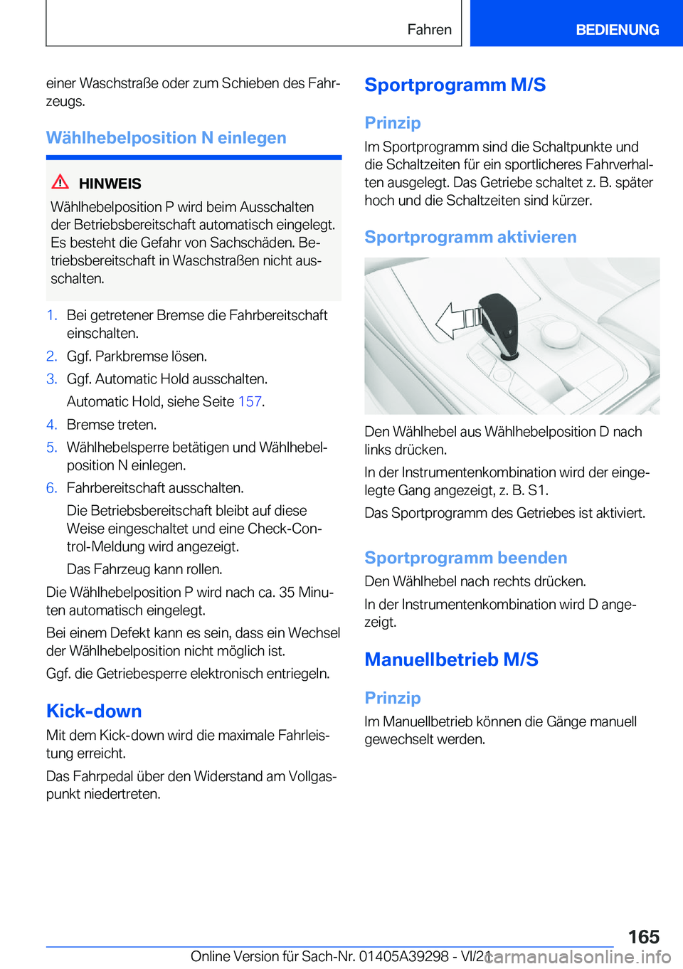 BMW 4 SERIES 2022  Betriebsanleitungen (in German) �e�i�n�e�r��W�a�s�c�h�s�t�r�a�