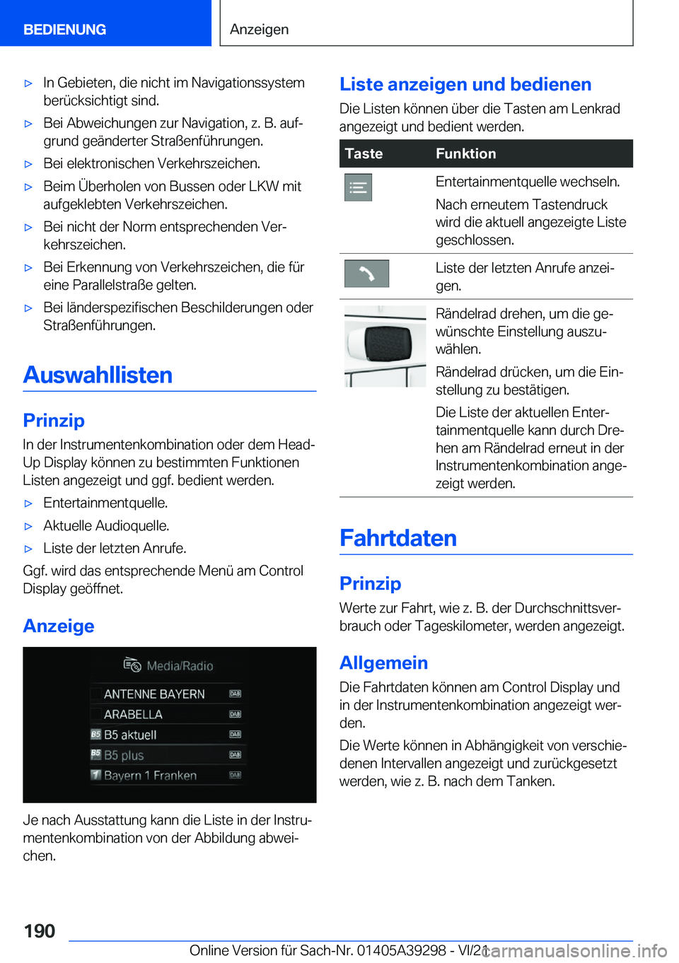 BMW 4 SERIES 2022  Betriebsanleitungen (in German) x�I�n��G�e�b�i�e�t�e�n�,��d�i�e��n�i�c�h�t��i�m��N�a�v�i�g�a�t�i�o�n�s�s�y�s�t�e�m�b�e�r�