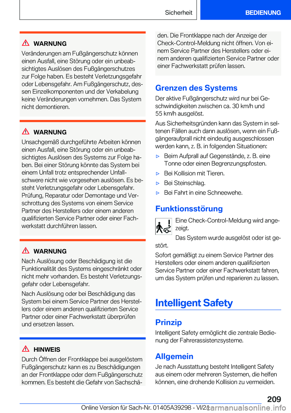BMW 4 SERIES 2022  Betriebsanleitungen (in German) �W�A�R�N�U�N�G
�V�e�r�