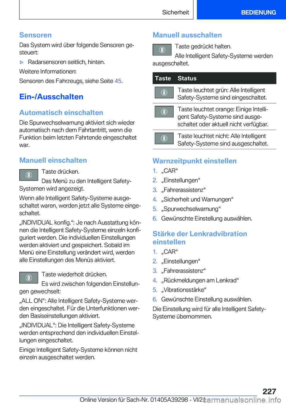 BMW 4 SERIES 2022  Betriebsanleitungen (in German) �S�e�n�s�o�r�e�n
�D�a�s��S�y�s�t�e�m��w�i�r�d��