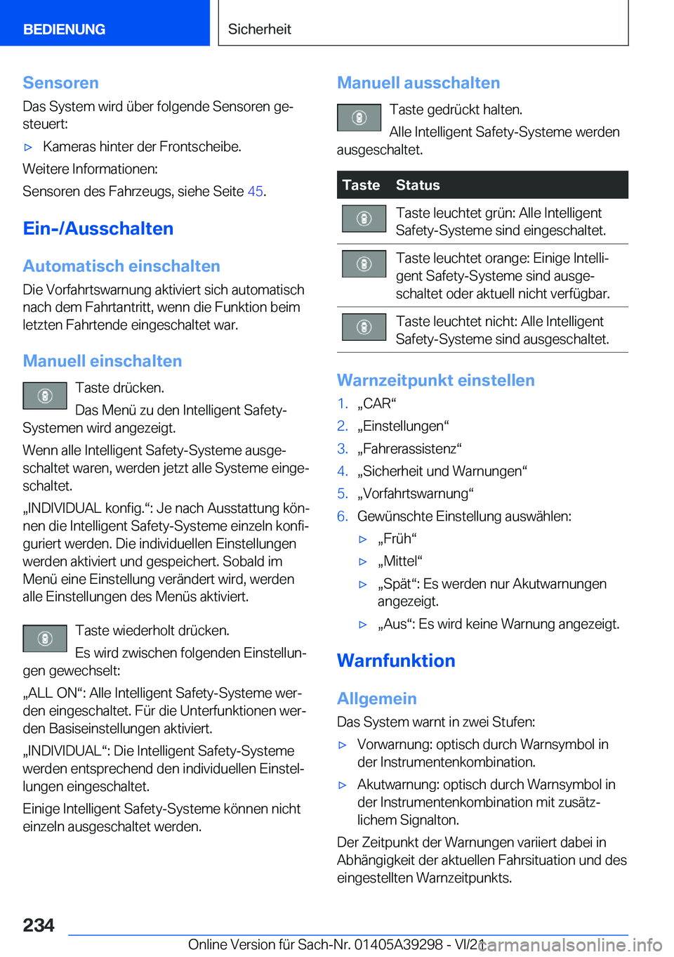BMW 4 SERIES 2022  Betriebsanleitungen (in German) �S�e�n�s�o�r�e�n
�D�a�s��S�y�s�t�e�m��w�i�r�d��