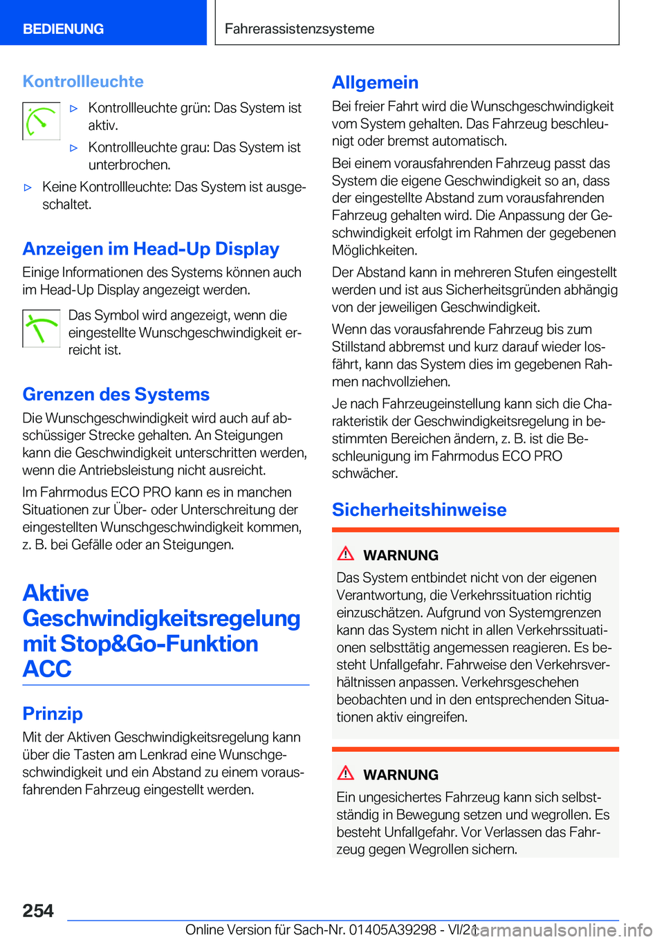 BMW 4 SERIES 2022  Betriebsanleitungen (in German) �K�o�n�t�r�o�l�l�l�e�u�c�h�t�ex�K�o�n�t�r�o�l�l�l�e�u�c�h�t�e��g�r�