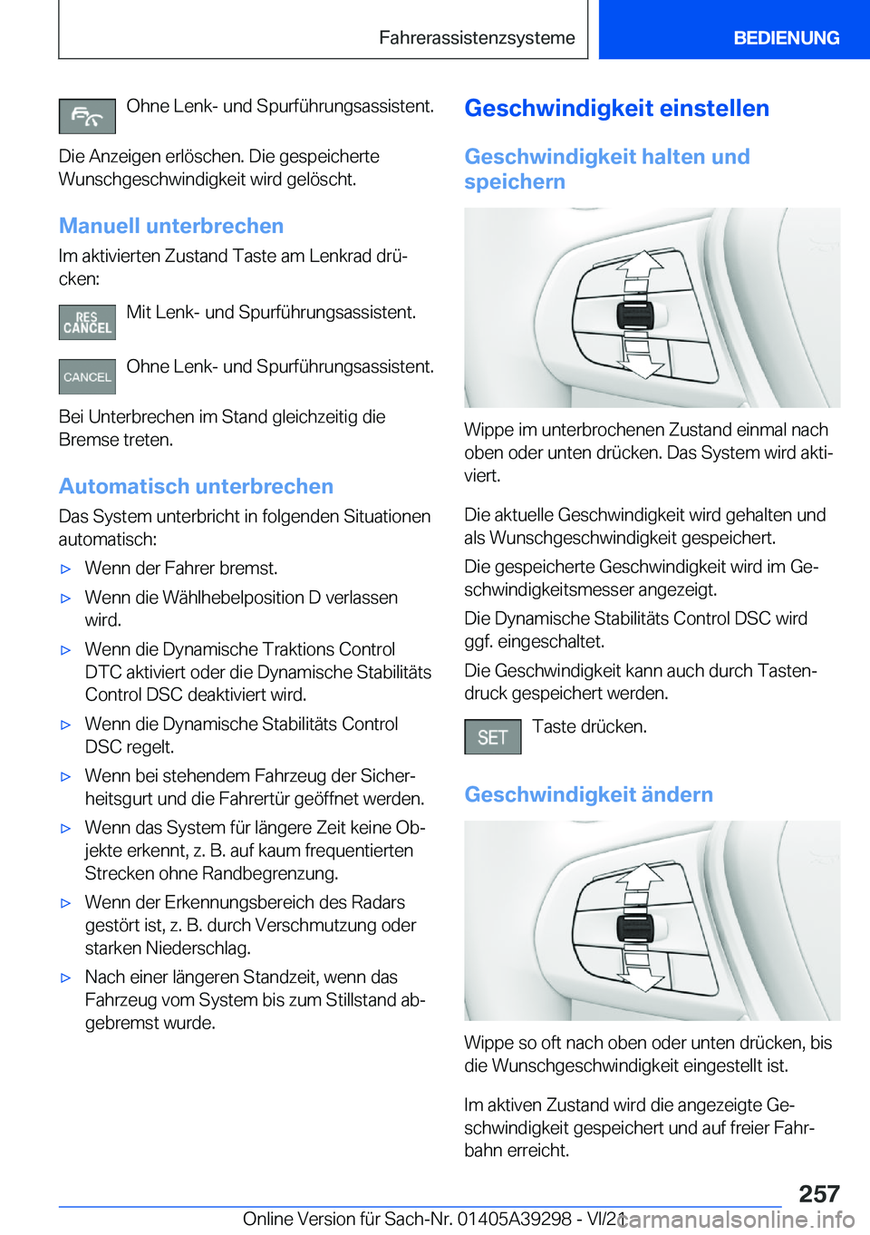 BMW 4 SERIES 2022  Betriebsanleitungen (in German) �O�h�n�e��L�e�n�k�-��u�n�d��S�p�u�r�f�