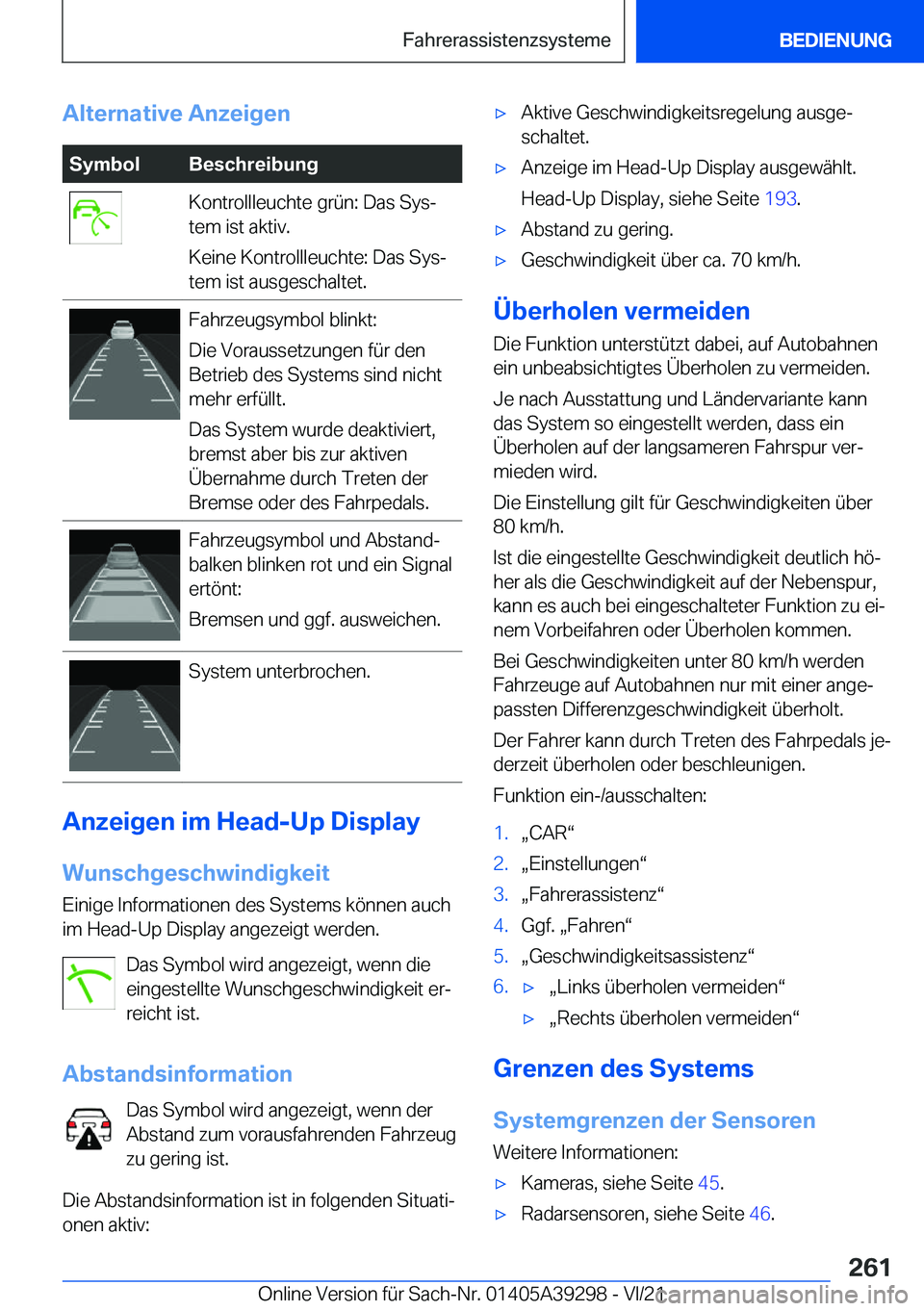 BMW 4 SERIES 2022  Betriebsanleitungen (in German) �A�l�t�e�r�n�a�t�i�v�e��A�n�z�e�i�g�e�n�S�y�m�b�o�l�B�e�s�c�h�r�e�i�b�u�n�g�K�o�n�t�r�o�l�l�l�e�u�c�h�t�e��g�r�