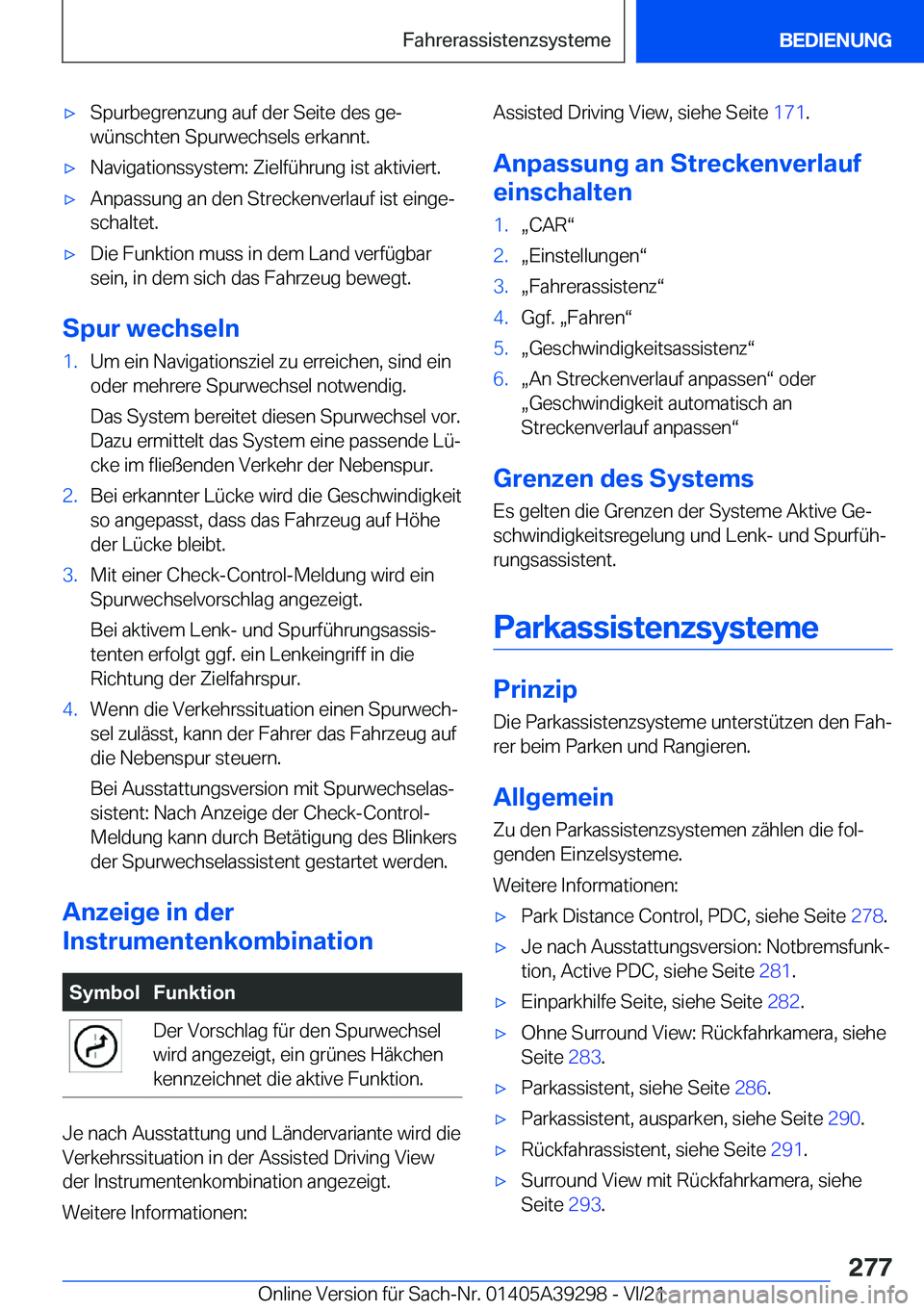 BMW 4 SERIES 2022  Betriebsanleitungen (in German) x�S�p�u�r�b�e�g�r�e�n�z�u�n�g��a�u�f��d�e�r��S�e�i�t�e��d�e�s��g�ej
�w�