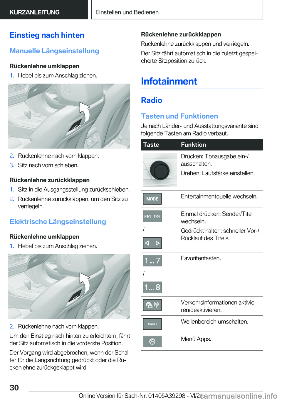 BMW 4 SERIES 2022  Betriebsanleitungen (in German) �E�i�n�s�t�i�e�g��n�a�c�h��h�i�n�t�e�n�M�a�n�u�e�l�l�e��L�
