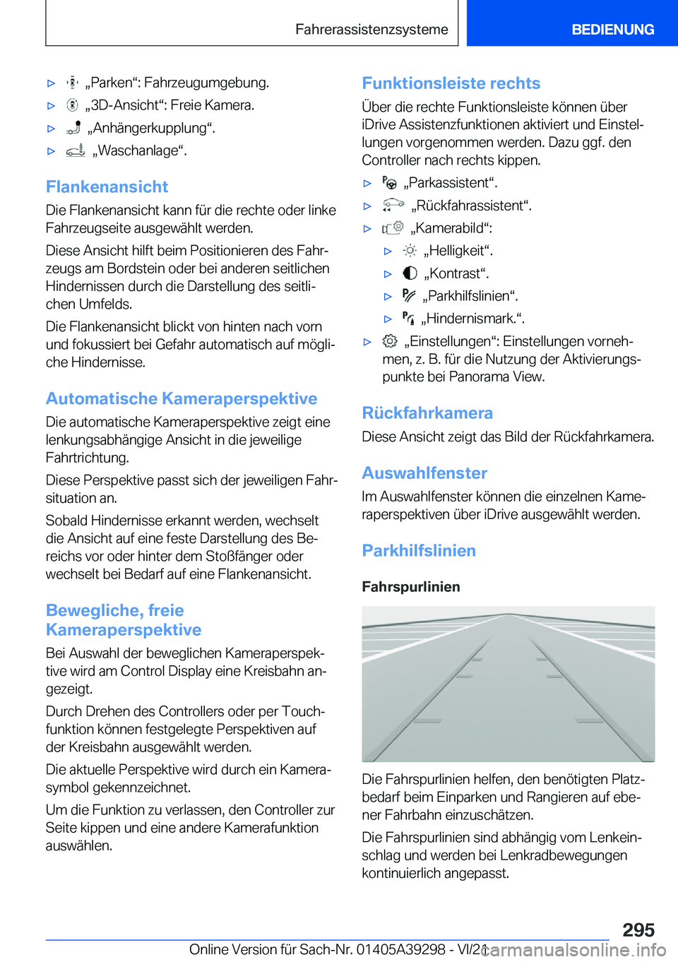 BMW 4 SERIES 2022  Betriebsanleitungen (in German) x��x�P�a�r�k�e�nv�:��F�a�h�r�z�e�u�g�u�m�g�e�b�u�n�g�.x��x�3�D�-�A�n�s�i�c�h�tv�:��F�r�e�i�e��K�a�m�e�r�a�.x��x�A�n�h�