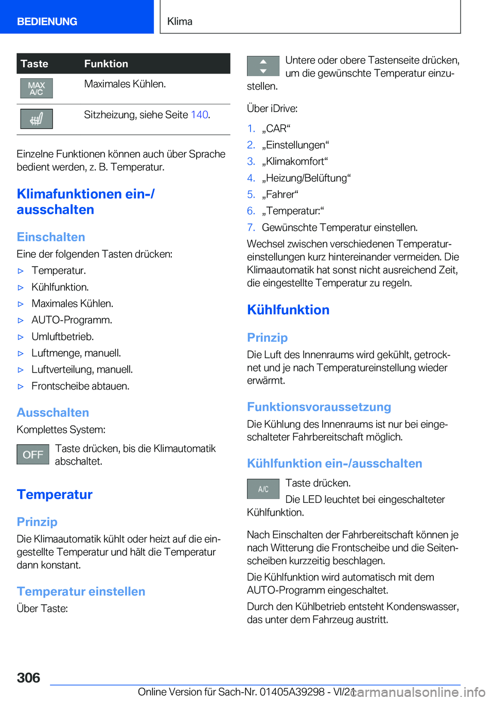 BMW 4 SERIES 2022  Betriebsanleitungen (in German) �T�a�s�t�e�F�u�n�k�t�i�o�n�M�a�x�i�m�a�l�e�s��K�