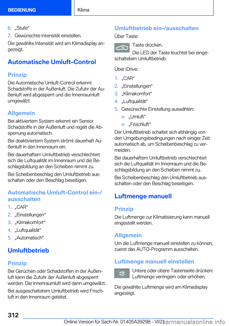 BMW 4 SERIES 2022  Betriebsanleitungen (in German) �6�.x�S�t�u�f�ev�7�.�G�e�w�