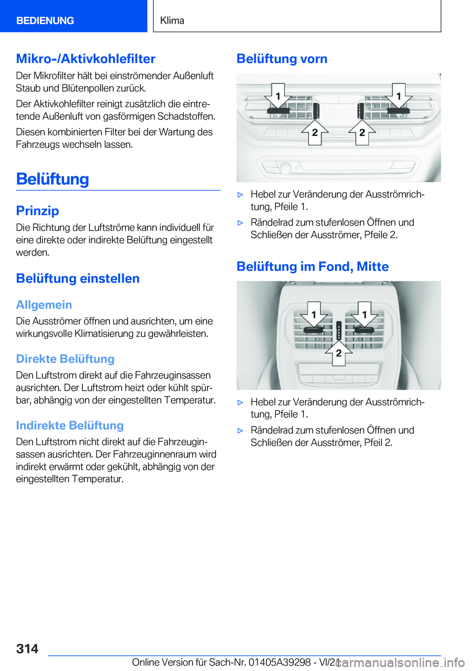 BMW 4 SERIES 2022  Betriebsanleitungen (in German) �M�i�k�r�o�-�/�A�k�t�i�v�k�o�h�l�e�f�i�l�t�e�r�D�e�r��M�i�k�r�o�f�i�l�t�e�r��h�