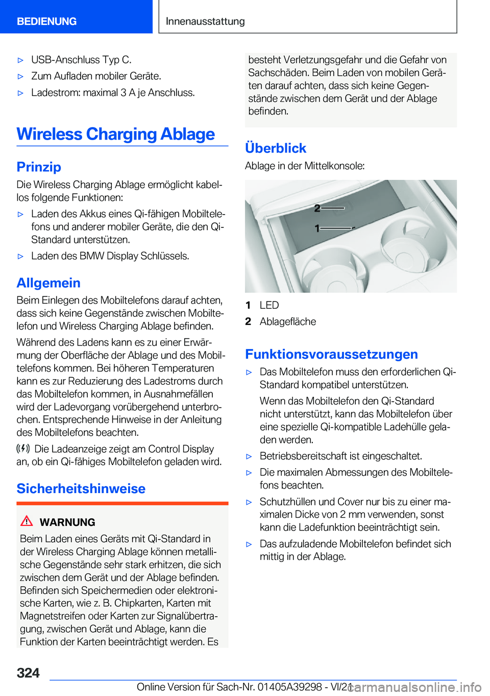 BMW 4 SERIES 2022  Betriebsanleitungen (in German) x�U�S�B�-�A�n�s�c�h�l�u�s�s��T�y�p��C�.x�Z�u�m��A�u�f�l�a�d�e�n��m�o�b�i�l�e�r��G�e�r�