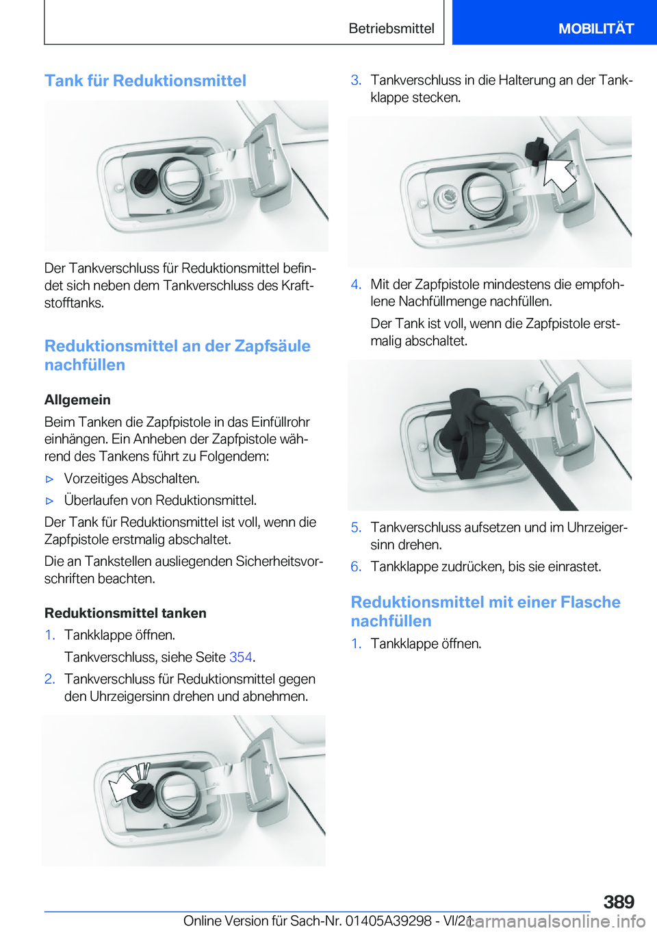 BMW 4 SERIES 2022  Betriebsanleitungen (in German) �T�a�n�k��f�