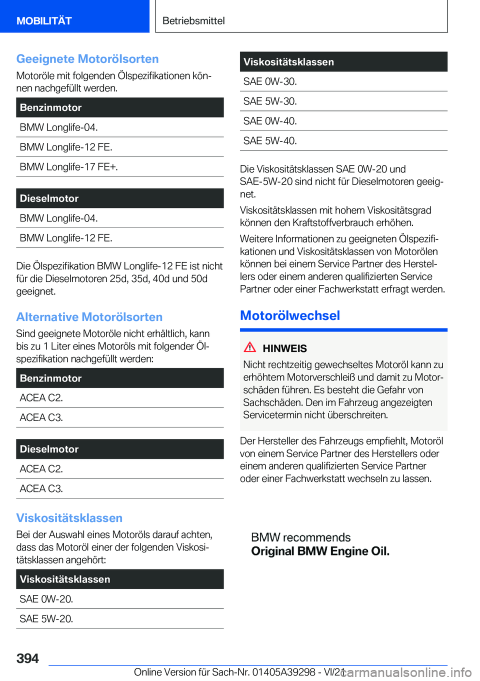 BMW 4 SERIES 2022  Betriebsanleitungen (in German) �G�e�e�i�g�n�e�t�e��M�o�t�o�r�