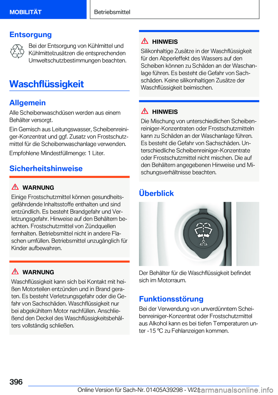 BMW 4 SERIES 2022  Betriebsanleitungen (in German) �E�n�t�s�o�r�g�u�n�g�B�e�i��d�e�r��E�n�t�s�o�r�g�u�n�g��v�o�n��K�