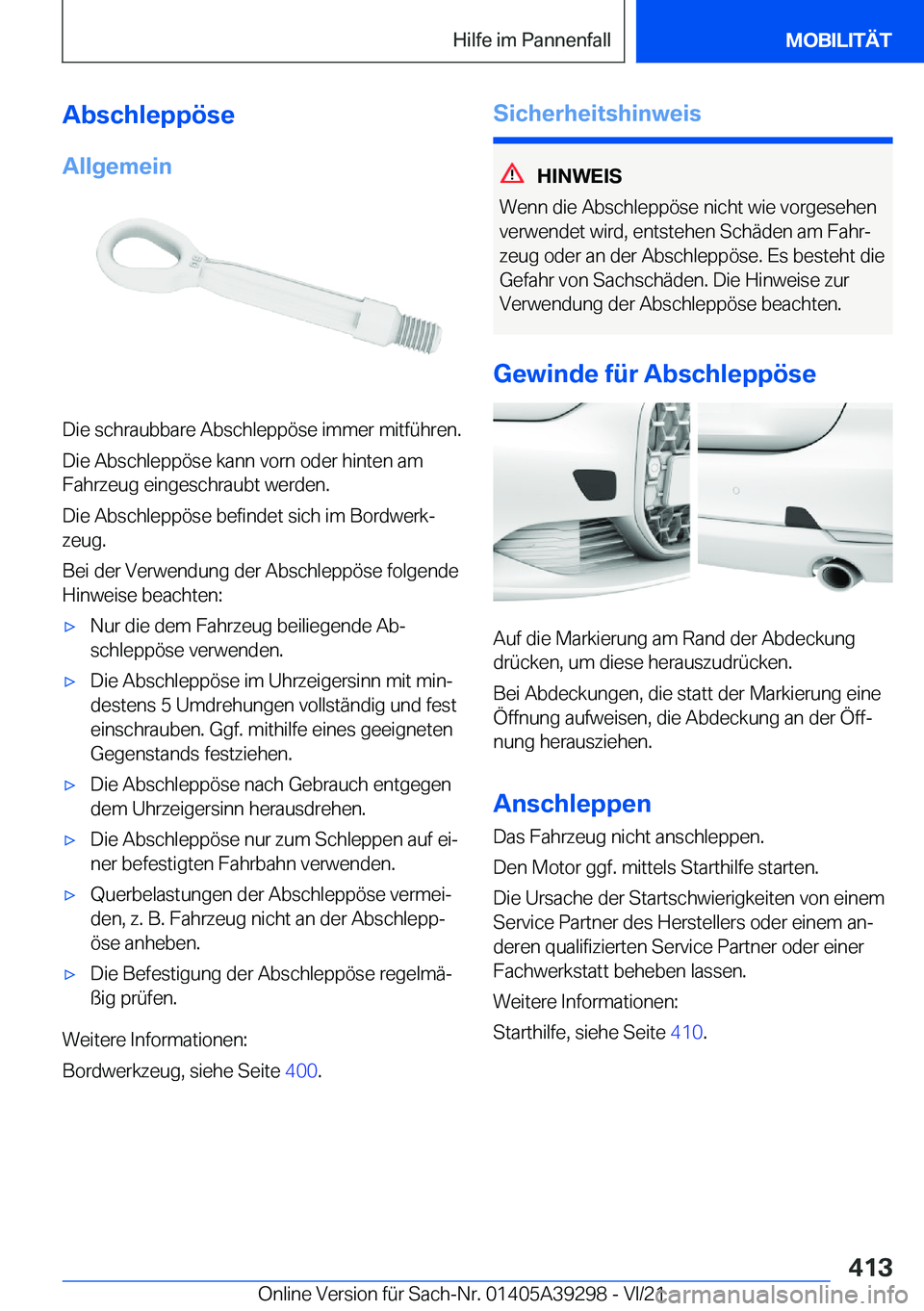 BMW 4 SERIES 2022  Betriebsanleitungen (in German) �A�b�s�c�h�l�e�p�p�