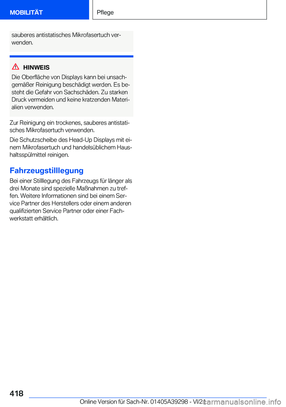 BMW 4 SERIES 2022  Betriebsanleitungen (in German) �s�a�u�b�e�r�e�s��a�n�t�i�s�t�a�t�i�s�c�h�e�s��M�i�k�r�o�f�a�s�e�r�t�u�c�h��v�e�rj�w�e�n�d�e�n�.
�H�I�N�W�E�I�S
�D�i�e��O�b�e�r�f�l�