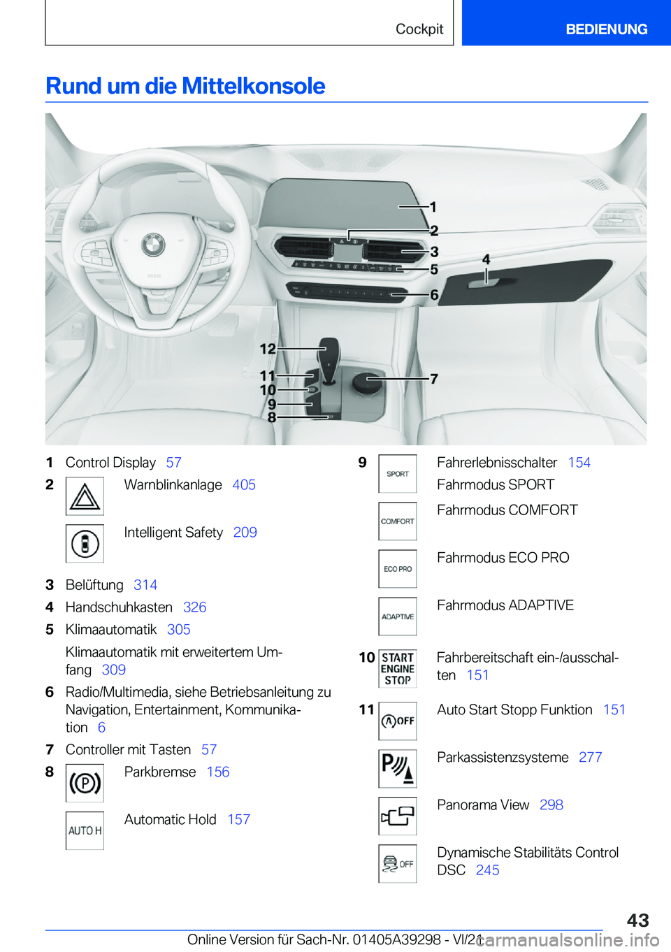 BMW 4 SERIES 2022  Betriebsanleitungen (in German) �R�u�n�d��u�m��d�i�e��M�i�t�t�e�l�k�o�n�s�o�l�e�1�C�o�n�t�r�o�l��D�i�s�p�l�a�y\_�5�7�2�W�a�r�n�b�l�i�n�k�a�n�l�a�g�e\_ �4�0�5�I�n�t�e�l�l�i�g�e�n�t��S�a�f�e�t�y\_ �2�0�9�3�B�e�l�