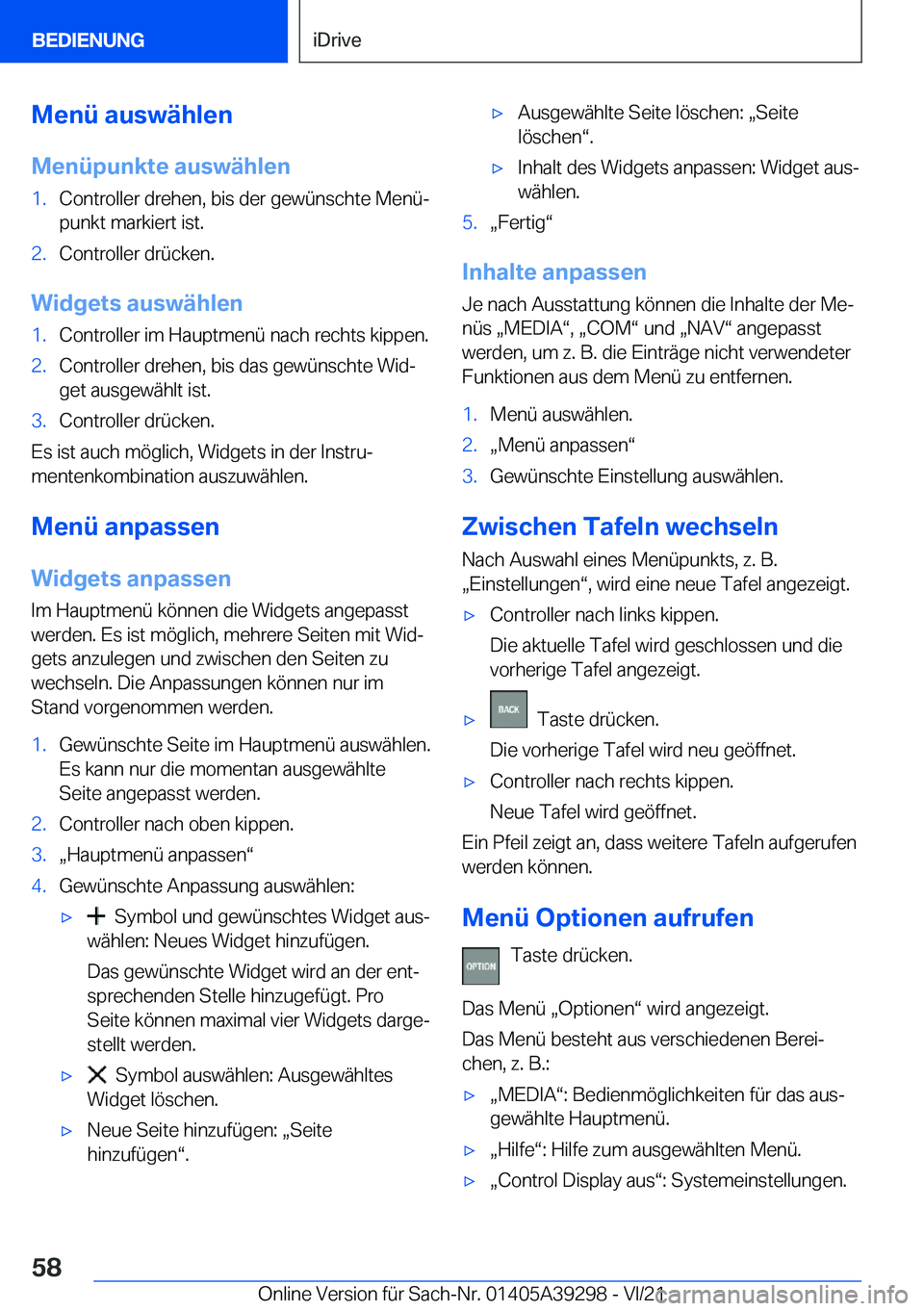 BMW 4 SERIES 2022  Betriebsanleitungen (in German) �M�e�n�