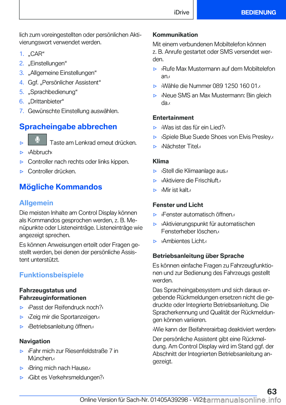 BMW 4 SERIES 2022  Betriebsanleitungen (in German) �l�i�c�h��z�u�m��v�o�r�e�i�n�g�e�s�t�e�l�l�t�e�n��o�d�e�r��p�e�r�s�