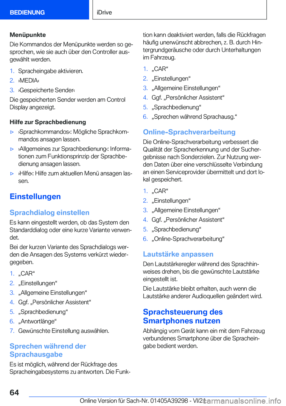 BMW 4 SERIES 2022  Betriebsanleitungen (in German) �M�e�n�