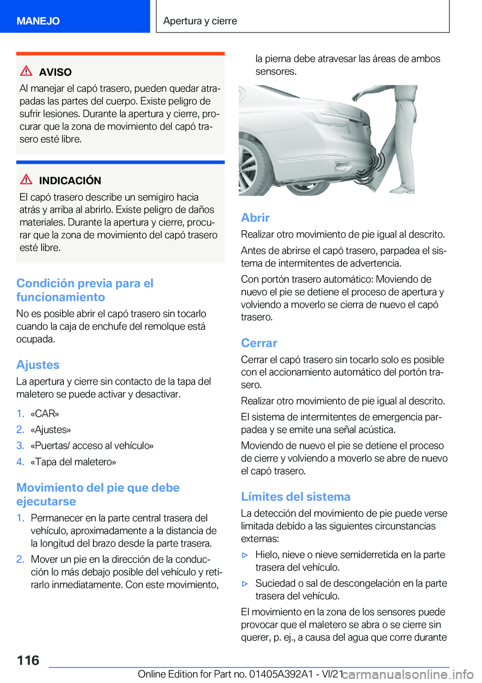 BMW 4 SERIES 2022  Manuales de Empleo (in Spanish) �A�V�I�S�O
�A�l��m�a�n�e�j�a�r��e�l��c�a�p�