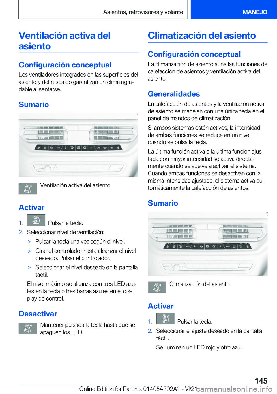 BMW 4 SERIES 2022  Manuales de Empleo (in Spanish) �V�e�n�t�i�l�a�c�i�