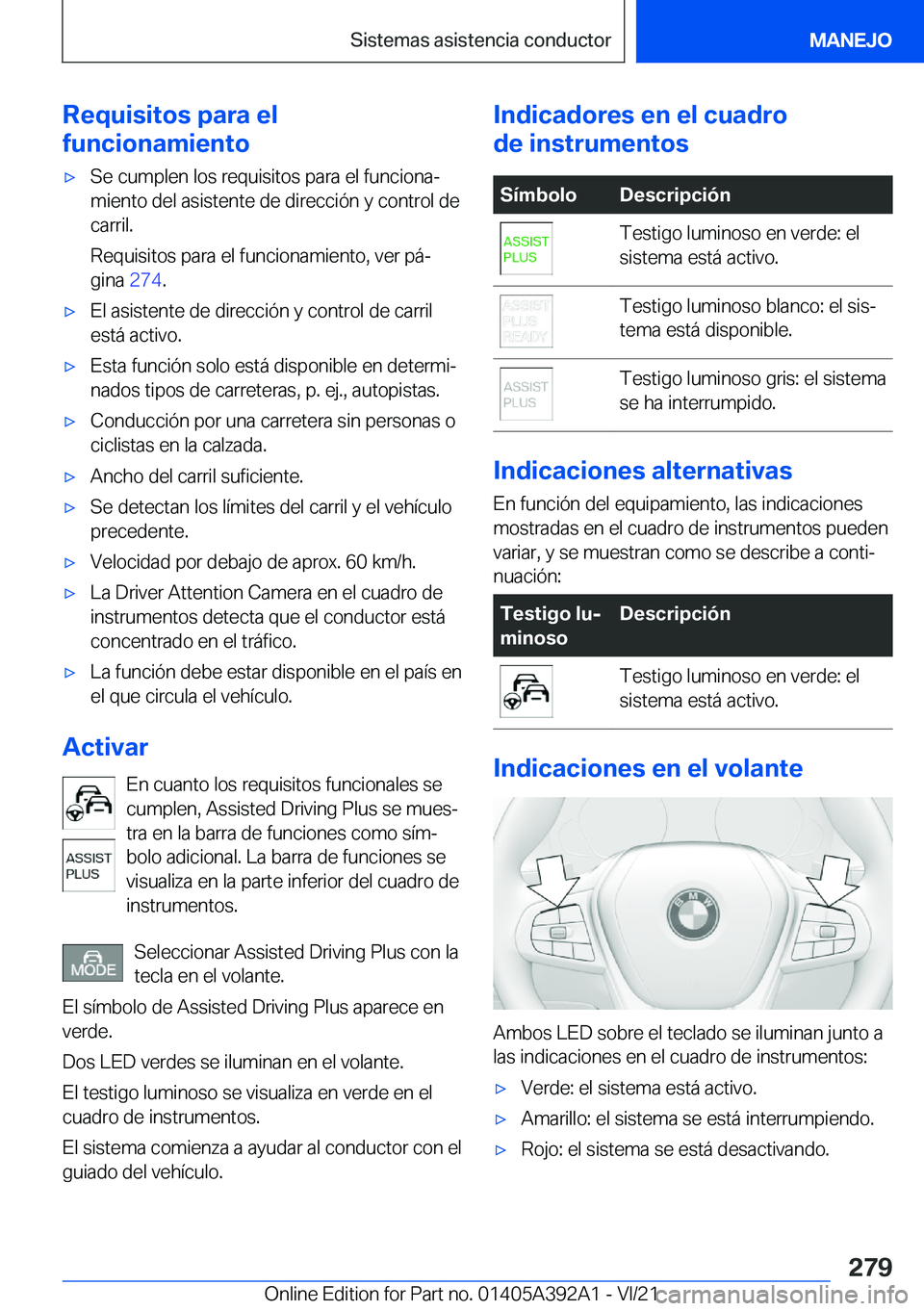BMW 4 SERIES 2022  Manuales de Empleo (in Spanish) �R�e�q�u�i�s�i�t�o�s��p�a�r�a��e�l
�f�u�n�c�i�o�n�a�m�i�e�n�t�ox�S�e��c�u�m�p�l�e�n��l�o�s��r�e�q�u�i�s�i�t�o�s��p�a�r�a��e�l��f�u�n�c�i�o�n�aª �m�i�e�n�t�o��d�e�l��a�s�i�s�t�e�n�t�e��d�