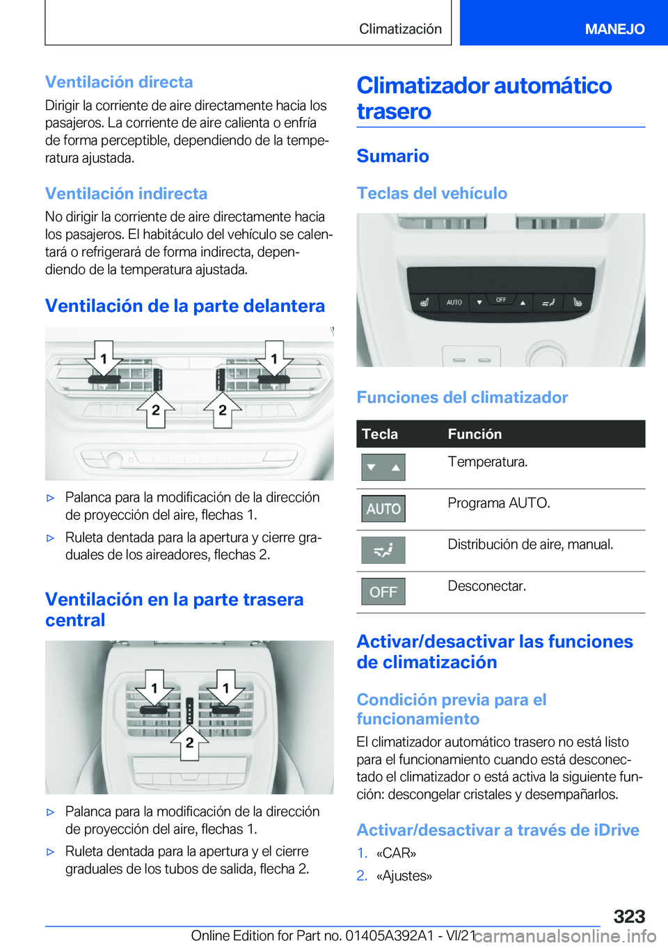 BMW 4 SERIES 2022  Manuales de Empleo (in Spanish) �V�e�n�t�i�l�a�c�i�