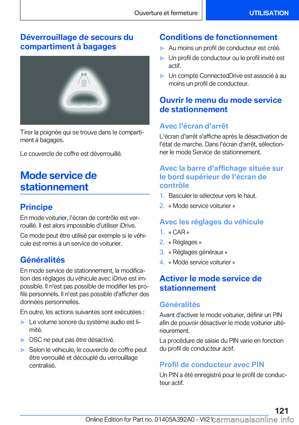 BMW 4 SERIES 2022  Notices Demploi (in French) �D�é�v�e�r�r�o�u�i�l�l�a�g�e��d�e��s�e�c�o�u�r�s��d�u
�c�o�m�p�a�r�t�i�m�e�n�t��