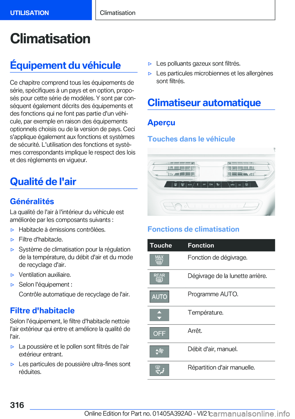 BMW 4 SERIES 2022  Notices Demploi (in French) �C�l�i�m�a�t�i�s�a�t�i�o�n�