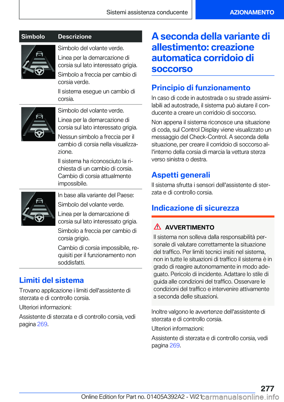 BMW 4 SERIES 2022  Libretti Di Uso E manutenzione (in Italian) �S�i�m�b�o�l�o�D�e�s�c�r�i�z�i�o�n�e�S�i�m�b�o�l�o��d�e�l��v�o�l�a�n�t�e��v�e�r�d�e�.
�L�i�n�e�a��p�e�r��l�a��d�e�m�a�r�c�a�z�i�o�n�e��d�i
�c�o�r�s�i�a��s�u�l��l�a�t�o��i�n�t�e�r�e�s�s�a�t�o