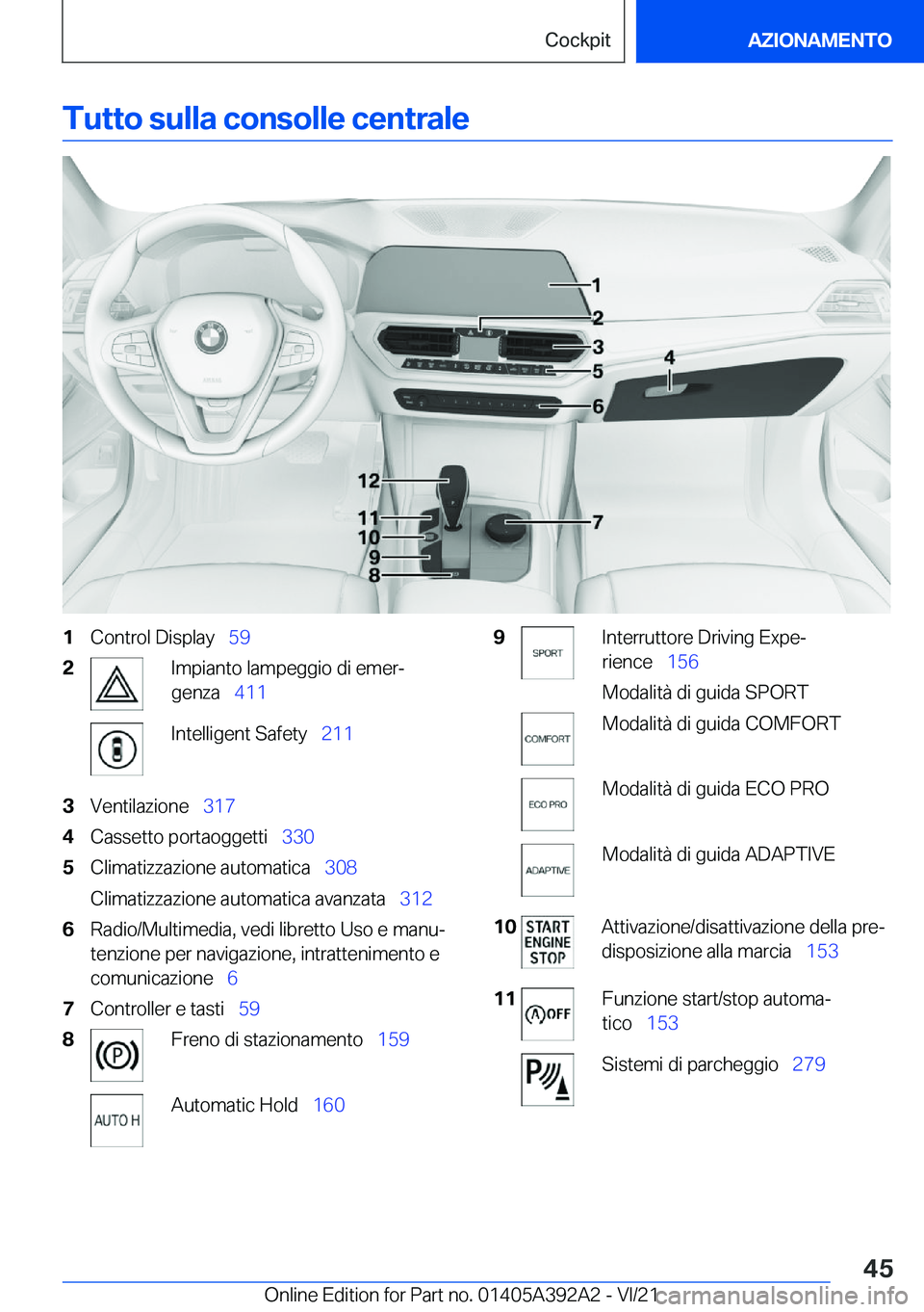 BMW 4 SERIES 2022  Libretti Di Uso E manutenzione (in Italian) �T�u�t�t�o��s�u�l�l�a��c�o�n�s�o�l�l�e��c�e�n�t�r�a�l�e�1�C�o�n�t�r�o�l��D�i�s�p�l�a�y\_�5�9�2�I�m�p�i�a�n�t�o��l�a�m�p�e�g�g�i�o��d�i��e�m�e�rª
�g�e�n�z�a\_ �4�1�1�I�n�t�e�l�l�i�g�e�n�t�