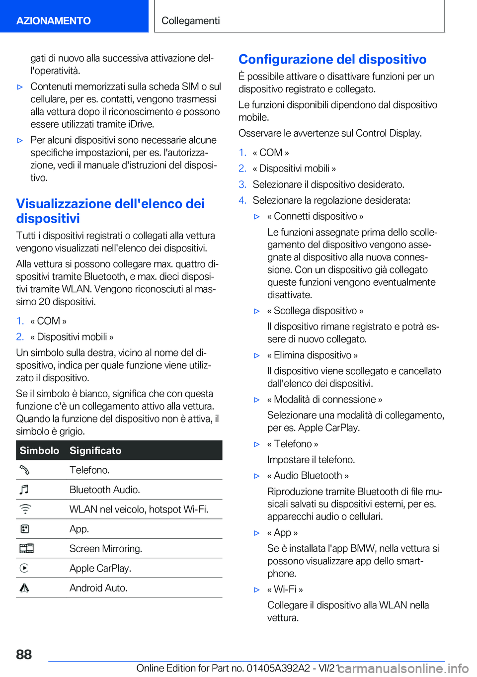 BMW 4 SERIES 2022  Libretti Di Uso E manutenzione (in Italian) �g�a�t�i��d�i��n�u�o�v�o��a�l�l�a��s�u�c�c�e�s�s�i�v�a��a�t�t�i�v�a�z�i�o�n�e��d�e�lª
�l�'�o�p�e�r�a�t�i�v�i�t�