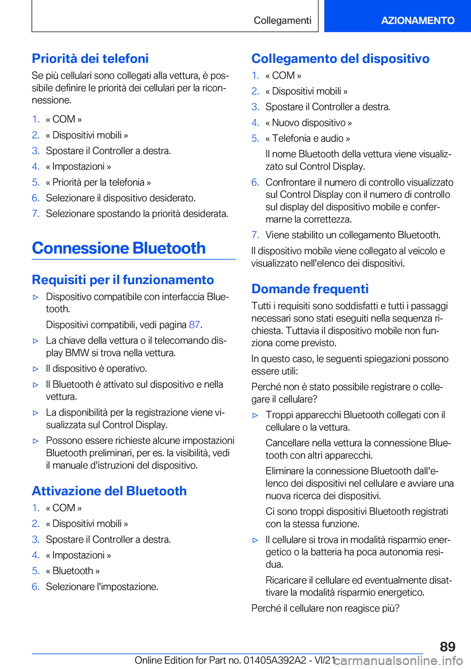 BMW 4 SERIES 2022  Libretti Di Uso E manutenzione (in Italian) �P�r�i�o�r�i�t�