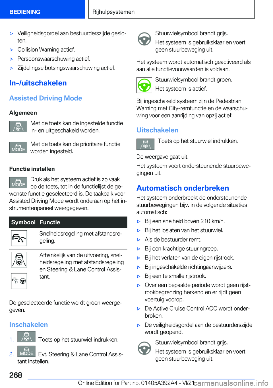 BMW 4 SERIES 2022  Instructieboekjes (in Dutch) 'x�V�e�i�l�i�g�h�e�i�d�s�g�o�r�d�e�l��a�a�n��b�e�s�t�u�u�r�d�e�r�s�z�i�j�d�e��g�e�s�l�oj�t�e�n�.'x�C�o�l�l�i�s�i�o�n��W�a�r�n�i�n�g��a�c�t�i�e�f�.'x�P�e�r�s�o�o�n�s�w�a�a�r�s�c�h�u�w