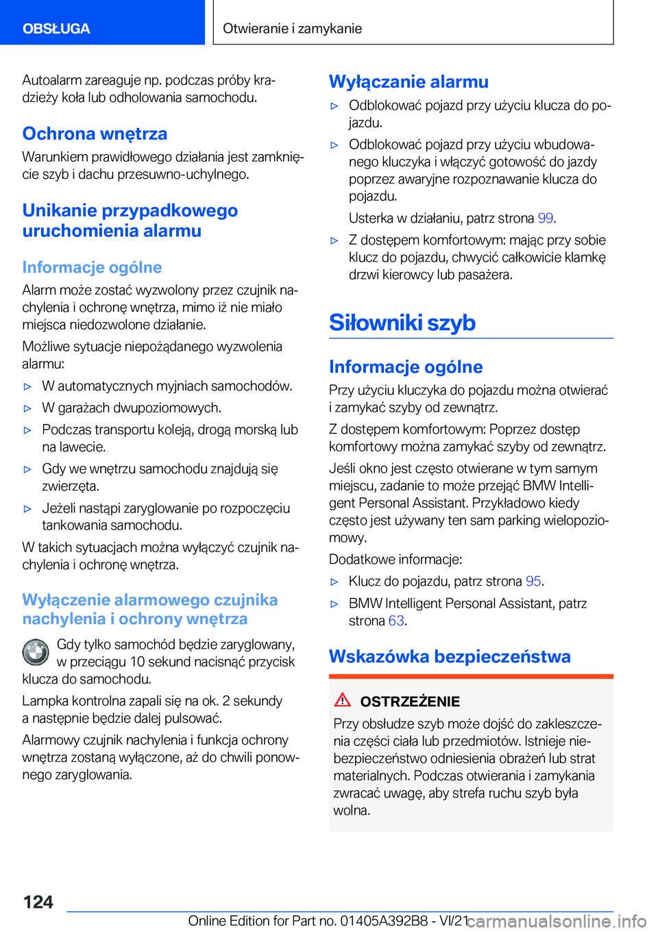 BMW 4 SERIES 2022  Instrukcja obsługi (in Polish) �A�u�t�o�a�l�a�r�m��z�a�r�e�a�g�u�j�e��n�p�.��p�o�d�c�z�a�s��p�r�