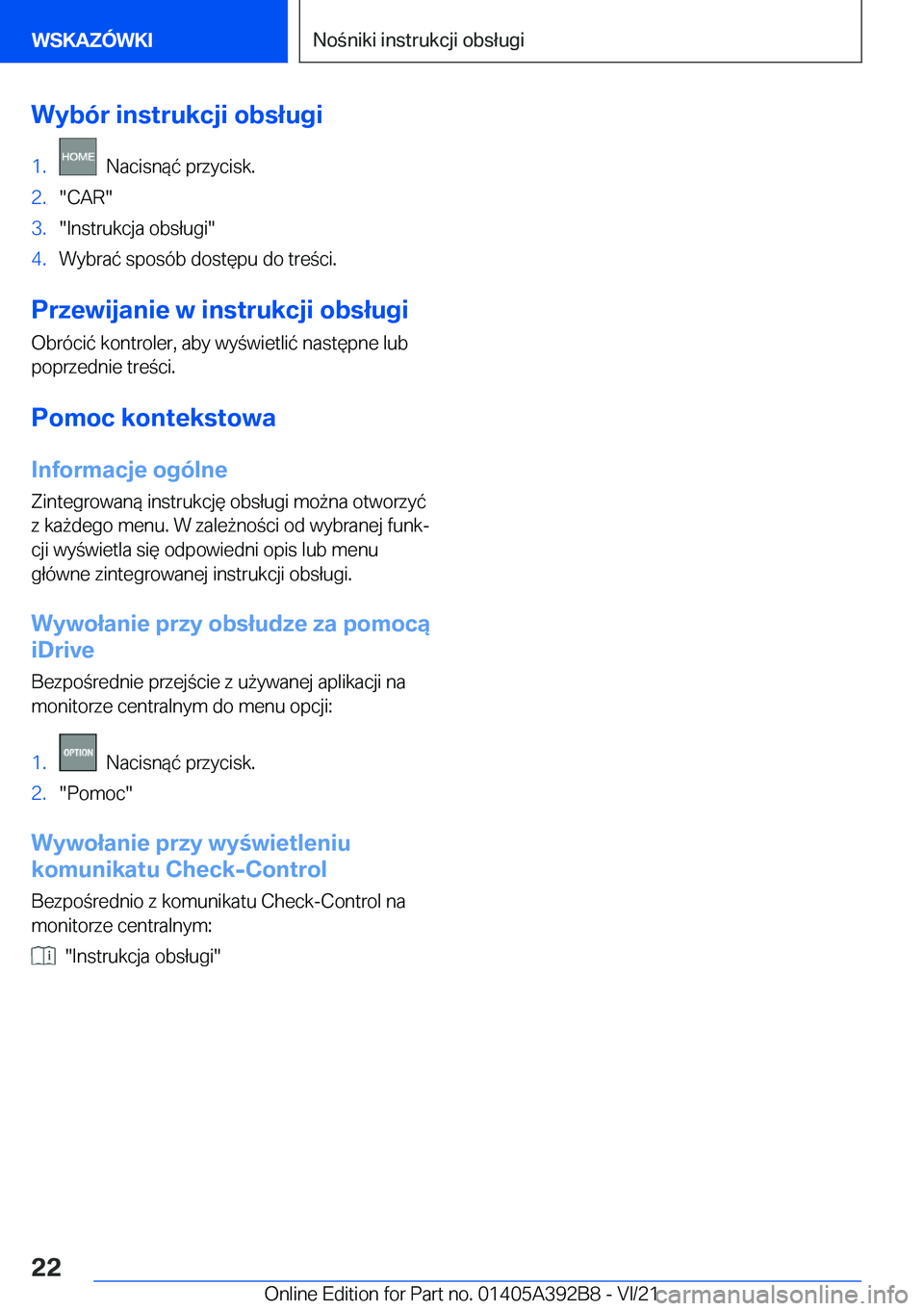 BMW 4 SERIES 2022  Instrukcja obsługi (in Polish) �W�y�b�