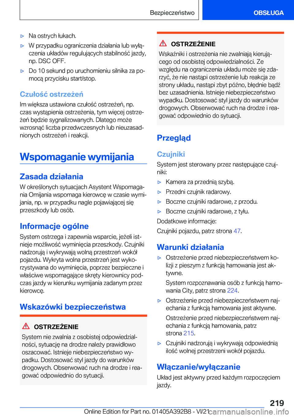 BMW 4 SERIES 2022  Instrukcja obsługi (in Polish) 'x�N�a��o�s�t�r�y�c�h��ł�u�k�a�c�h�.'x�W��p�r�z�y�p�a�d�k�u��o�g�r�a�n�i�c�z�e�n�i�a��d�z�i�a�ł�a�n�i�a��l�u�b��w�y�ł�