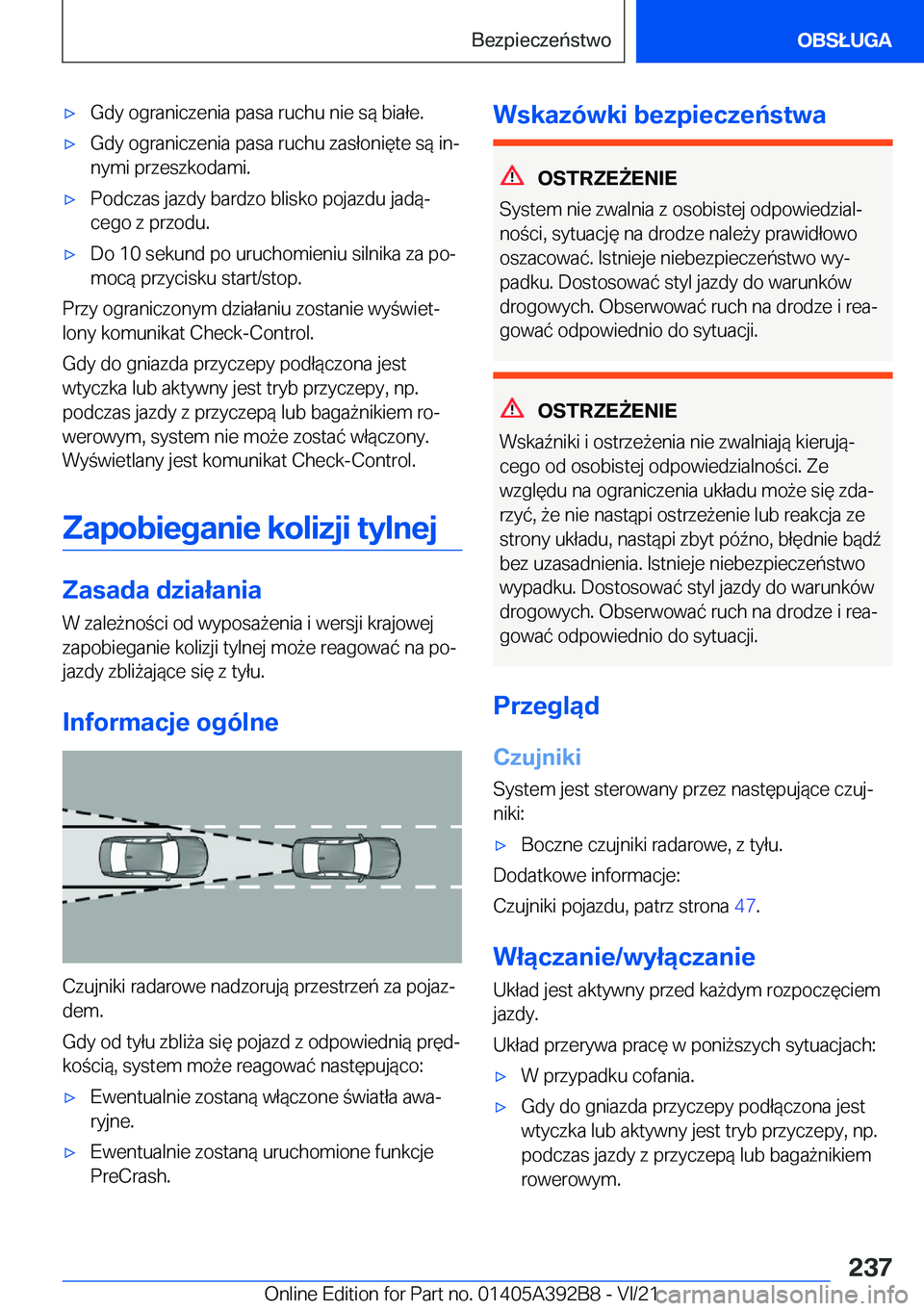BMW 4 SERIES 2022  Instrukcja obsługi (in Polish) 'x�G�d�y��o�g�r�a�n�i�c�z�e�n�i�a��p�a�s�a��r�u�c�h�u��n�i�e��s�