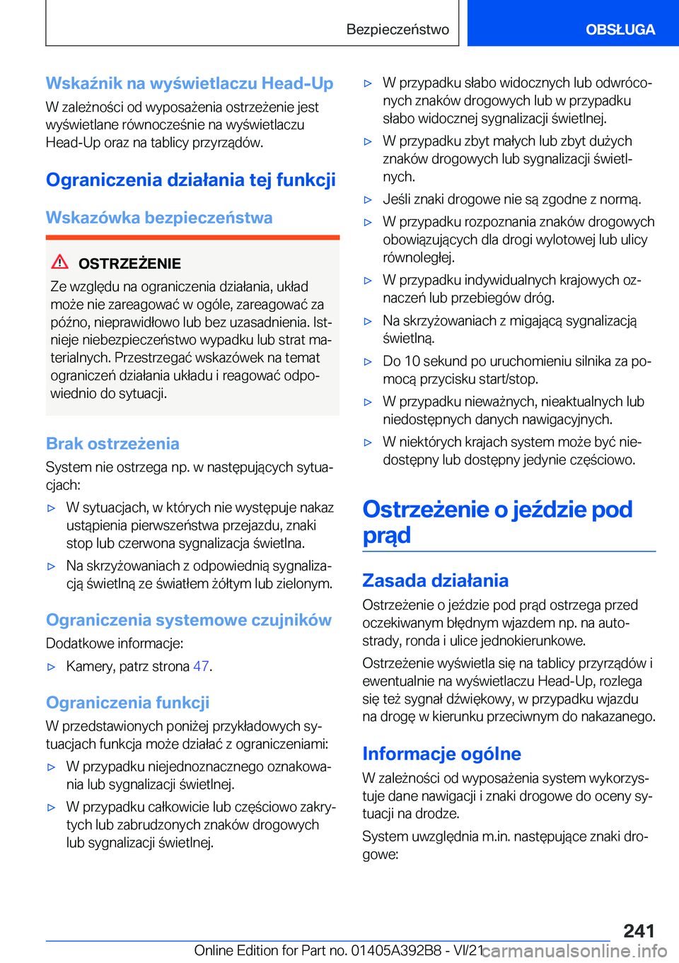 BMW 4 SERIES 2022  Instrukcja obsługi (in Polish) �W�s�k�a7�n�i�k��n�a��w�y�w�i�e�t�l�a�c�z�u��H�e�a�d�-�U�p�W��z�a�l�e9�n�o�c�i��o�d��w�y�p�o�s�a9�e�n�i�a��o�s�t�r�z�e9�e�n�i�e��j�e�s�t
�w�y�w�i�e�t�l�a�n�e��r�