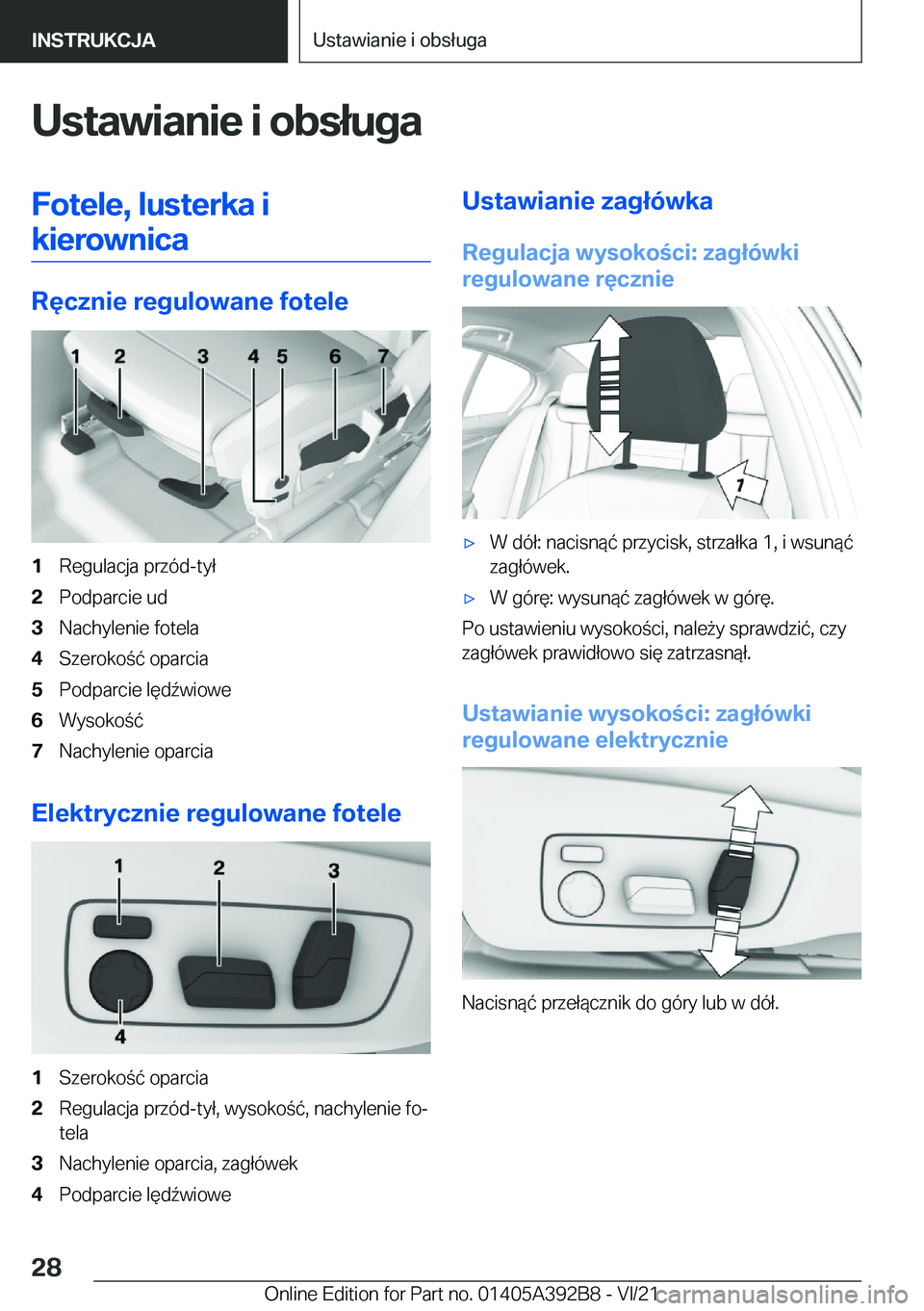 BMW 4 SERIES 2022  Instrukcja obsługi (in Polish) �U�s�t�a�w�i�a�n�i�e��i��o�b�s�ł�u�g�a�F�o�t�e�l�e�,��l�u�s�t�e�r�k�a��i�k�i�e�r�o�w�n�i�c�a
�R�