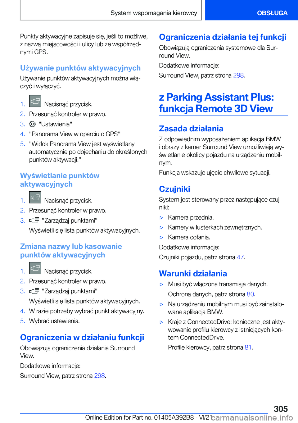 BMW 4 SERIES 2022  Instrukcja obsługi (in Polish) �P�u�n�k�t�y��a�k�t�y�w�a�c�y�j�n�e��z�a�p�i�s�u�j�e��s�i�