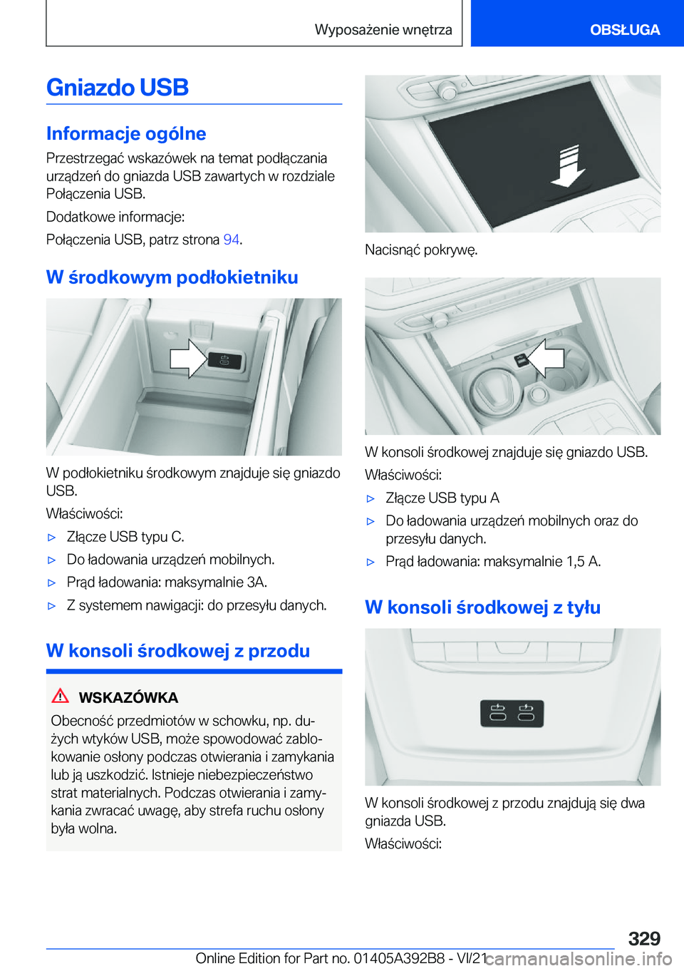 BMW 4 SERIES 2022  Instrukcja obsługi (in Polish) �G�n�i�a�z�d�o��U�S�B
�I�n�f�o�r�m�a�c�j�e��o�g�